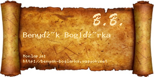 Benyák Boglárka névjegykártya